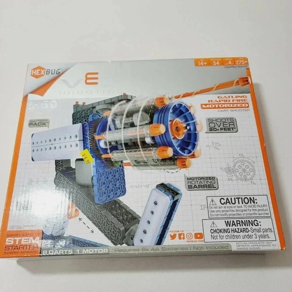 NEW HEXBUG Robotics Gatling Rapid Fire Motorized Shooter Stem Gun Plastic